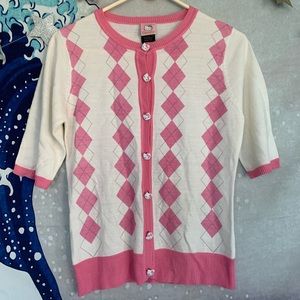 y2k hello kitty argyle cardigan